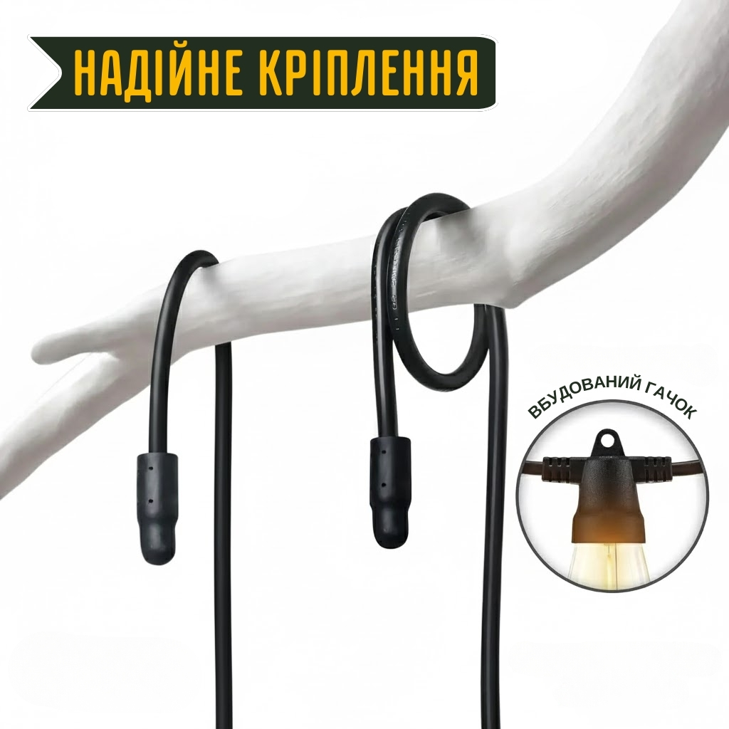Вулична гірлянда на сонячній батареї з ретро лампочками (5 метрів)
